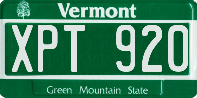 VT license plate XPT920