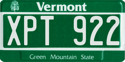 VT license plate XPT922