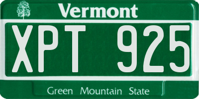 VT license plate XPT925