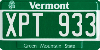 VT license plate XPT933