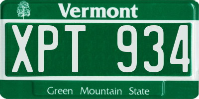 VT license plate XPT934