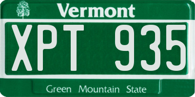 VT license plate XPT935