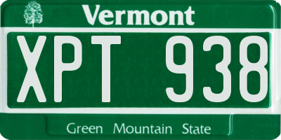 VT license plate XPT938