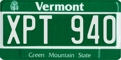 VT license plate XPT940
