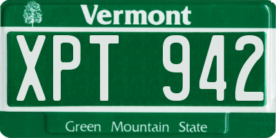 VT license plate XPT942