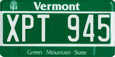 VT license plate XPT945
