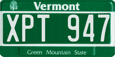 VT license plate XPT947