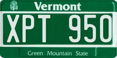 VT license plate XPT950
