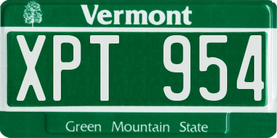 VT license plate XPT954