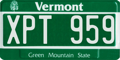 VT license plate XPT959