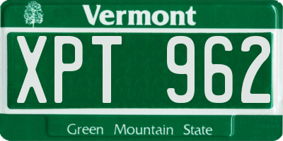 VT license plate XPT962