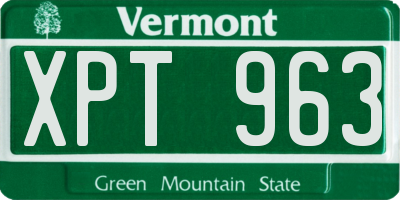 VT license plate XPT963