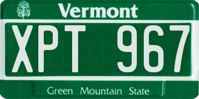 VT license plate XPT967