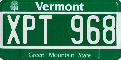 VT license plate XPT968