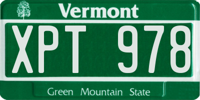 VT license plate XPT978