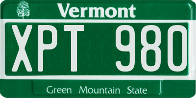 VT license plate XPT980