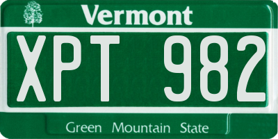 VT license plate XPT982