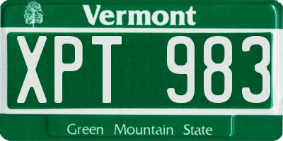VT license plate XPT983