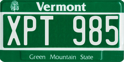 VT license plate XPT985