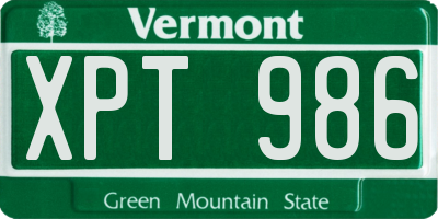 VT license plate XPT986