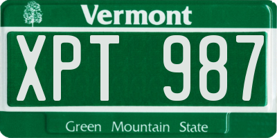 VT license plate XPT987