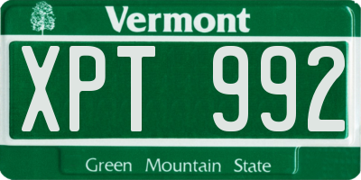 VT license plate XPT992