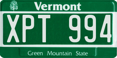 VT license plate XPT994