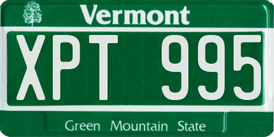 VT license plate XPT995
