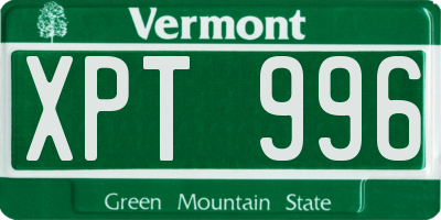 VT license plate XPT996
