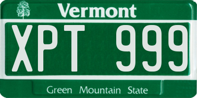 VT license plate XPT999