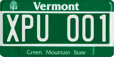 VT license plate XPU001