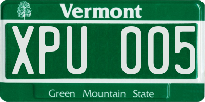 VT license plate XPU005