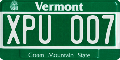 VT license plate XPU007