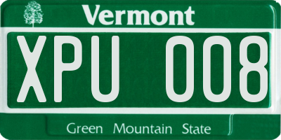 VT license plate XPU008