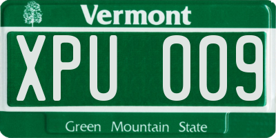 VT license plate XPU009
