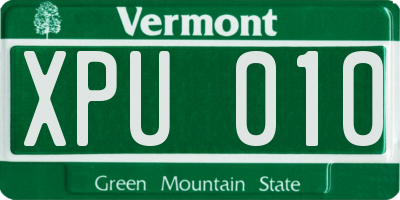 VT license plate XPU010