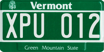 VT license plate XPU012