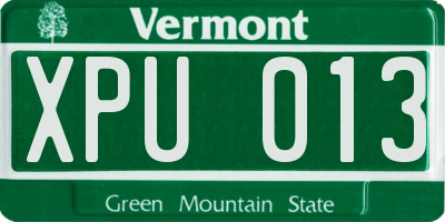 VT license plate XPU013