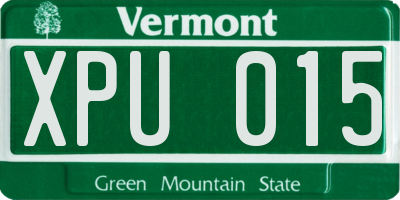 VT license plate XPU015