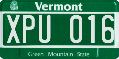 VT license plate XPU016