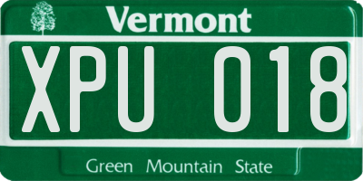 VT license plate XPU018