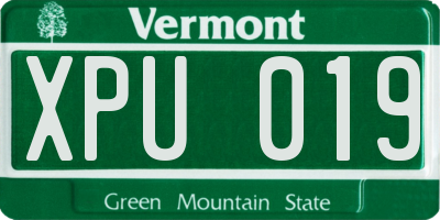 VT license plate XPU019