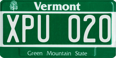 VT license plate XPU020