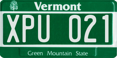 VT license plate XPU021