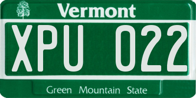 VT license plate XPU022