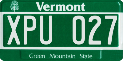 VT license plate XPU027