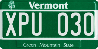 VT license plate XPU030
