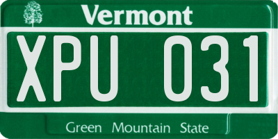 VT license plate XPU031