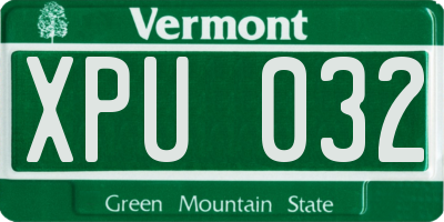 VT license plate XPU032