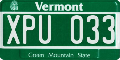 VT license plate XPU033